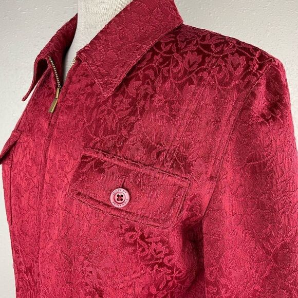 Jones New York Signature Full Zip Red Jacket Size M EUC - Picture 4 of 10